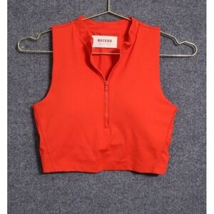 Recess Shirt Women‎ Small Red Clarkson Crop Top Tank 1/2 Zip Padded Athleisure